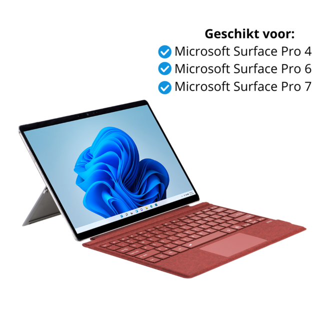 Toetsenbord geschikt voor Microsoft Surface Pro 4/6/7 - QWERTY - Bluetooth Toetsenbord Cover - Met Touchpad en Toetsenbord verlichting - draadloos toetsenbord - QWERTY - Rood
