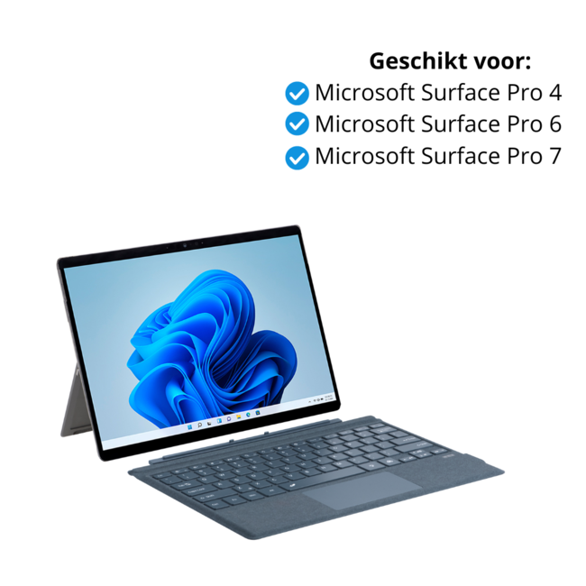 Toetsenbord geschikt voor Microsoft Surface Pro 4/6/7 - QWERTY - Bluetooth Toetsenbord Cover - Met Touchpad en Toetsenbord verlichting - draadloos toetsenbord - QWERTY - Blauw