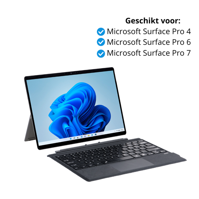 Toetsenbord geschikt voor Microsoft Surface Pro 4/6/7 - QWERTY - Bluetooth Toetsenbord Cover - Met Touchpad en Toetsenbord verlichting - draadloos toetsenbord - QWERTY - Grijs