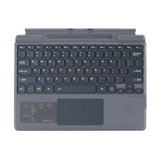 Toetsenbord geschikt voor Microsoft Surface Pro 9/10/11/Pro X - QWERTY - Bluetooth Toetsenbord Cover - Met Touchpad - draadloos toetsenbord - QWERTY - Grijs