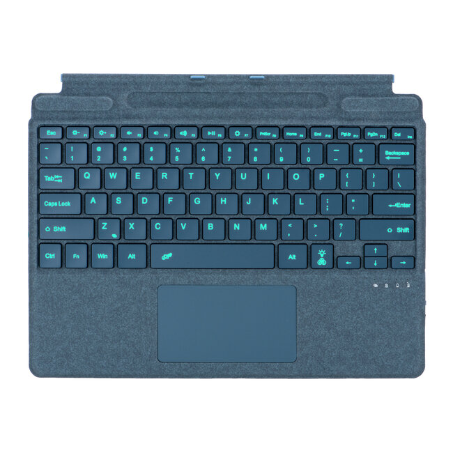 Toetsenbord geschikt voor Microsoft Surface Pro 9/10/11/Pro X - QWERTY - Bluetooth Toetsenbord Cover - Met Touchpad en Toetsenbord Verlichting - draadloos toetsenbord - QWERTY - Blauw