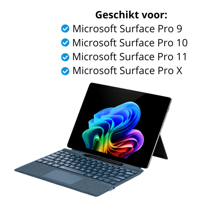 Toetsenbord geschikt voor Microsoft Surface Pro 9/10/11/Pro X - QWERTY - Bluetooth Toetsenbord Cover - Met Touchpad en Toetsenbord Verlichting - draadloos toetsenbord - QWERTY - Blauw