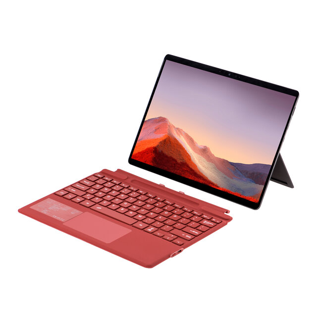 Toetsenbord geschikt voor Microsoft Surface Pro 9/10/11/Pro X - QWERTY - Bluetooth Toetsenbord Cover - Met Touchpad en Toetsenbord Verlichting - draadloos toetsenbord - QWERTY - Rood