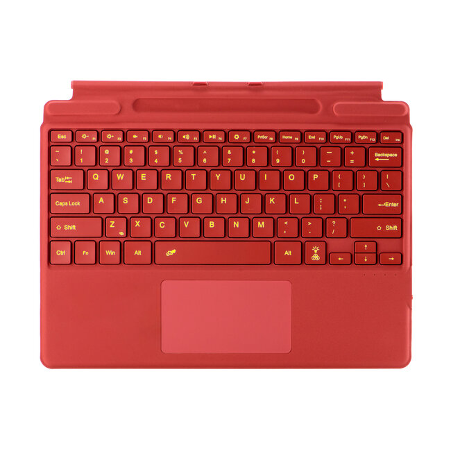 Toetsenbord geschikt voor Microsoft Surface Pro 9/10/11/Pro X - QWERTY - Bluetooth Toetsenbord Cover - Met Touchpad en Toetsenbord Verlichting - draadloos toetsenbord - QWERTY - Rood