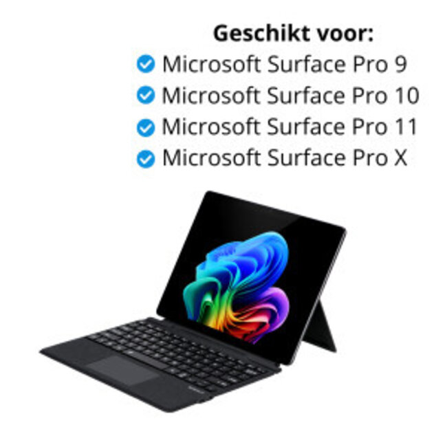 Toetsenbord geschikt voor Microsoft Surface Pro 9/10/11/Pro X - QWERTY - Bluetooth Toetsenbord Cover - Met Touchpad - draadloos toetsenbord - QWERTY - Grijs