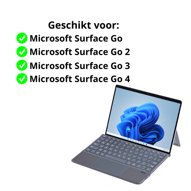 Toetsenbord geschikt voor Microsoft Surface Go / Go 2 / Go 3 / Go 4 - QWERTY - Bluetooth Toetsenbord Cover - Met Touchpad - draadloos toetsenbord - QWERTY - Grijs