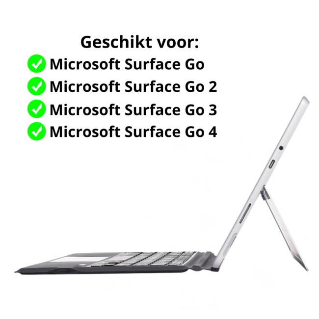 Toetsenbord geschikt voor Microsoft Surface Go / Go 2 / Go 3 / Go 4 - QWERTY - Bluetooth Toetsenbord Cover - Met Touchpad en Toetsenbord Verlichting - draadloos toetsenbord - QWERTY - Grijs