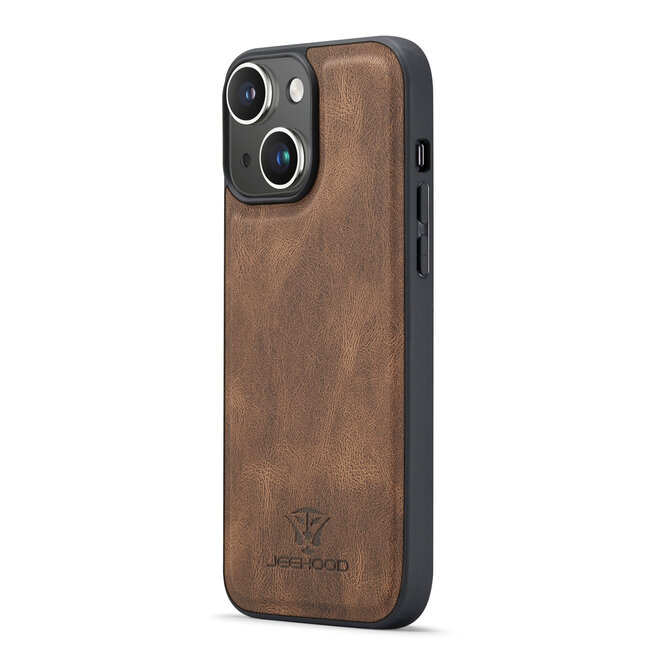 CaseMe - Telefoonhoesje geschikt voor Apple iPhone 15 Met Magnetische Pasjeshouder - Back Cover -  Bruin
