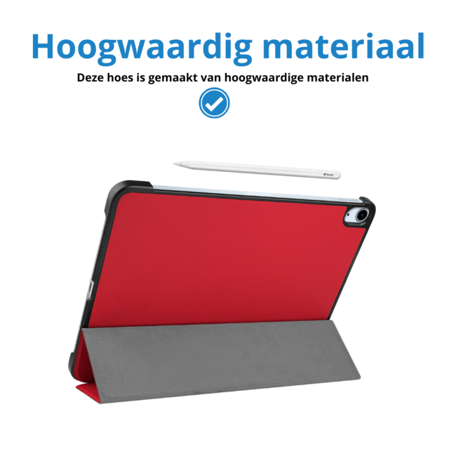 Case2go - Tablet hoes geschikt voor Apple iPad Air (2024) / Apple iPad Air (2025) - 11 Inch - Tri-fold hoes - Auto/Wake functie - Rood