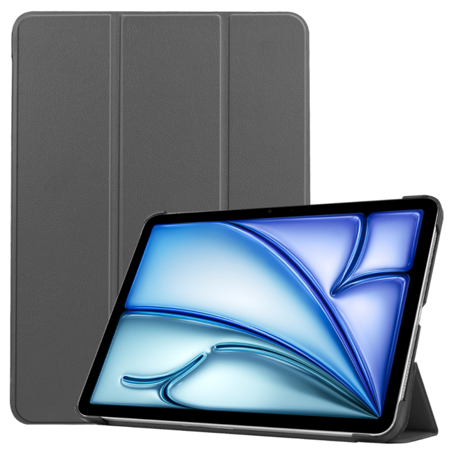 Case2go - Tablet hoes geschikt voor Apple iPad Air (2024) / Apple iPad Air (2025) - 11 Inch - Tri-fold hoes - Auto/Wake functie - Grijs