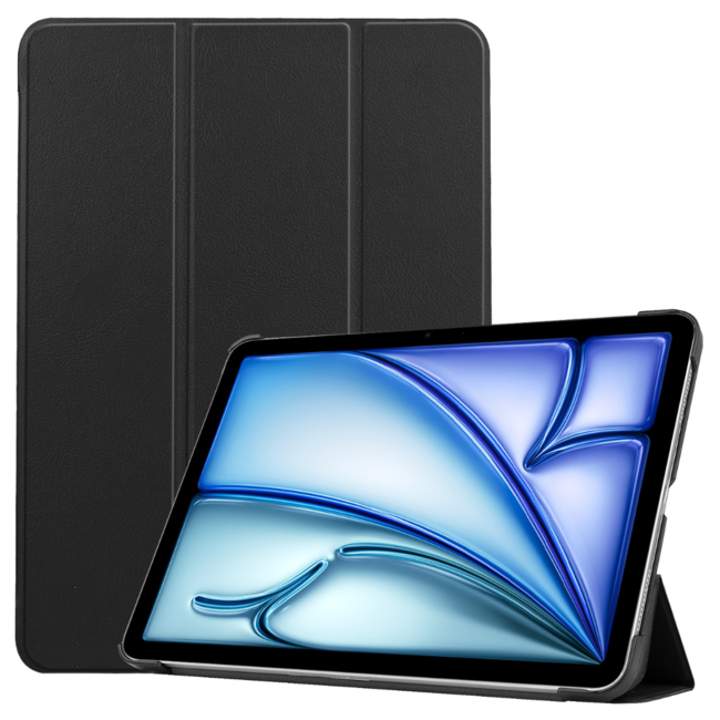 Case2go - Tablet hoes geschikt voor Apple iPad Air (2024) / Apple iPad Air (2025) - 11 Inch - Tri-fold hoes - Auto/Wake functie - Zwart