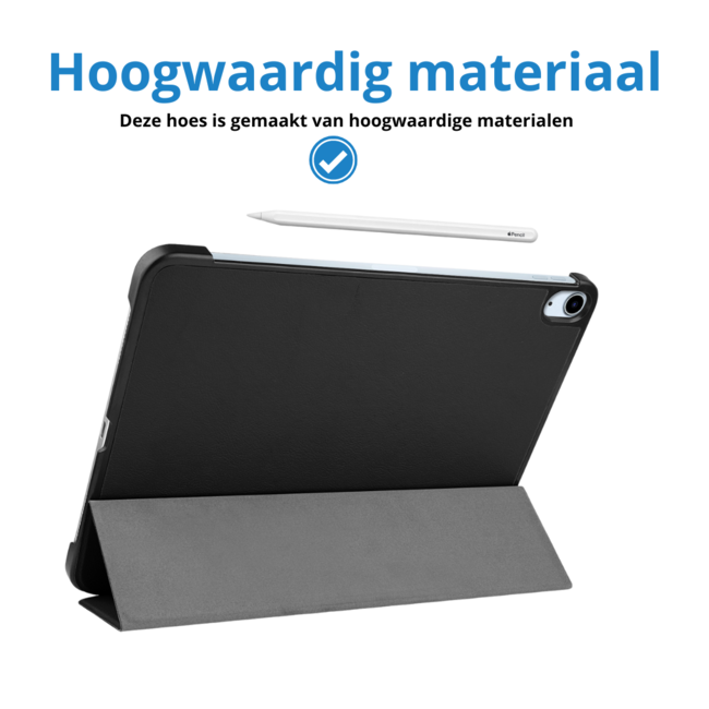 Case2go - Tablet hoes geschikt voor Apple iPad Air (2024) / Apple iPad Air (2025) - 11 Inch - Tri-fold hoes - Auto/Wake functie - Zwart