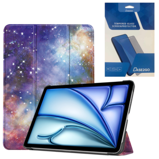 Case2go Case2go - Tablet hoes met screenprotector geschikt voor Apple iPad Air (2024) - 11 Inch - Tri-fold hoes - Auto/Wake functie - Galaxy