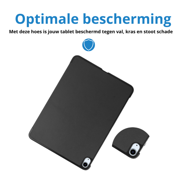 Case2go - Tablet hoes met screenprotector geschikt voor Apple iPad Air (2024) - 11 Inch - Tri-fold hoes - Auto/Wake functie - Zwart