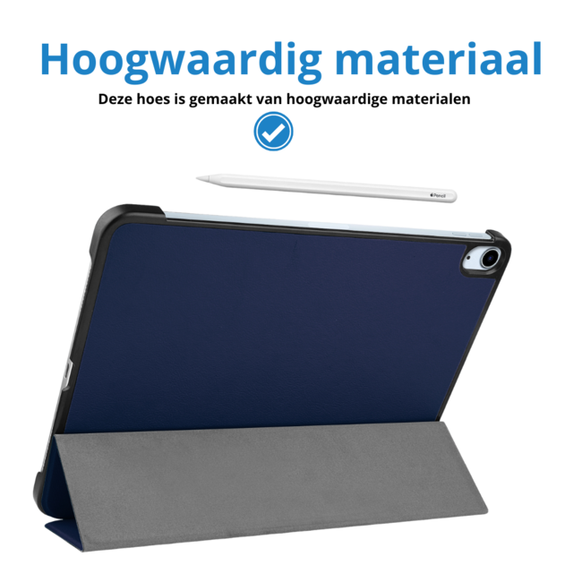 Case2go - Tablet hoes met screenprotector geschikt voor Apple iPad Air (2024) - 11 Inch - Tri-fold hoes - Auto/Wake functie - Donkerblauw