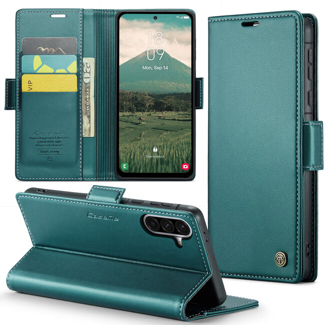 CaseMe - Telefoonhoesje geschikt voor Samsung Galaxy A36 - Wallet Book Case - Met Magnetische Sluiting - Groen