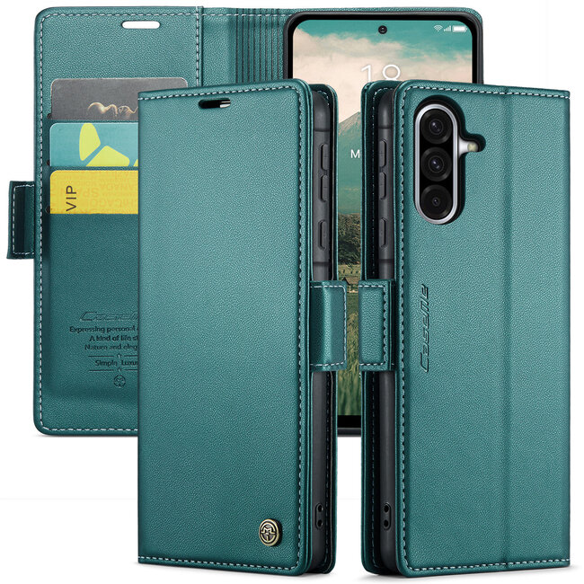 CaseMe - Telefoonhoesje geschikt voor Samsung Galaxy A36 - Wallet Book Case - Met Magnetische Sluiting - Groen
