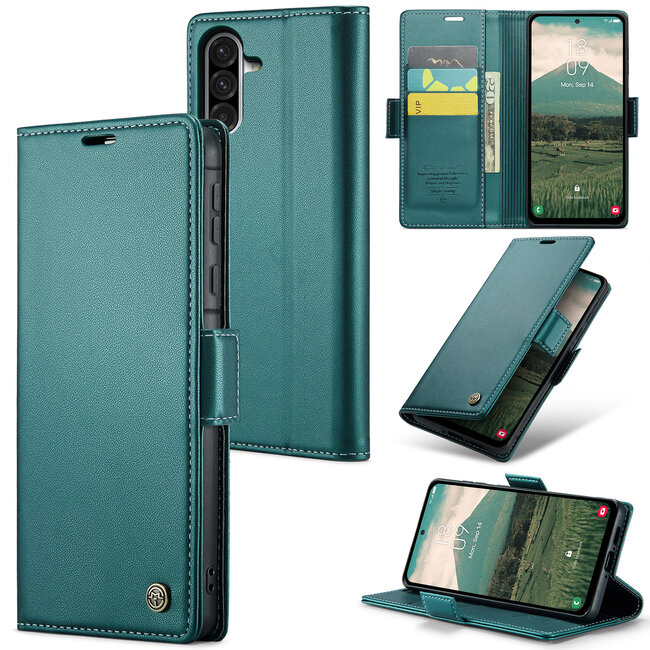CaseMe - Telefoonhoesje geschikt voor Samsung Galaxy A36 - Wallet Book Case - Met Magnetische Sluiting - Groen