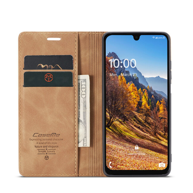 CaseMe - Telefoonhoesje geschikt voor Samsung Galaxy A16 - Wallet Book Case - Met Magnetische Sluiting - Lichtbruin