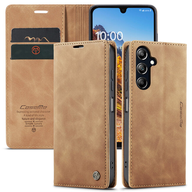 CaseMe - Telefoonhoesje geschikt voor Samsung Galaxy A16 - Wallet Book Case - Met Magnetische Sluiting - Lichtbruin
