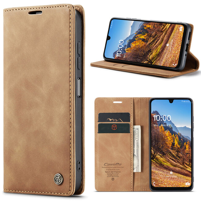 CaseMe - Telefoonhoesje geschikt voor Samsung Galaxy A16 - Wallet Book Case - Met Magnetische Sluiting - Lichtbruin