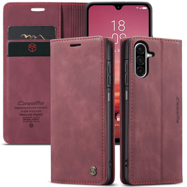 CaseMe - Telefoonhoesje geschikt voor Samsung Galaxy A26 - Wallet Book Case - Met Magnetische Sluiting - Rood
