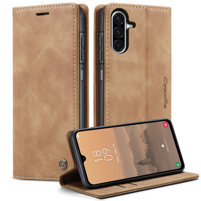 CaseMe - Telefoonhoesje geschikt voor Samsung Galaxy A26 - Wallet Book Case - Met Magnetische Sluiting - Lichtbruin