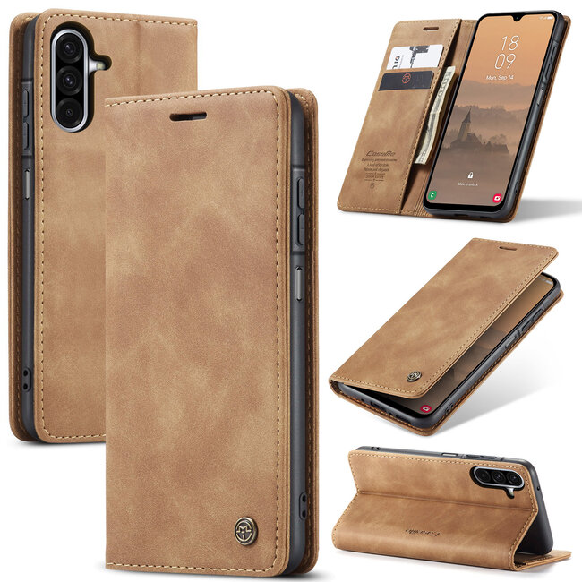 CaseMe - Telefoonhoesje geschikt voor Samsung Galaxy A26 - Wallet Book Case - Met Magnetische Sluiting - Lichtbruin