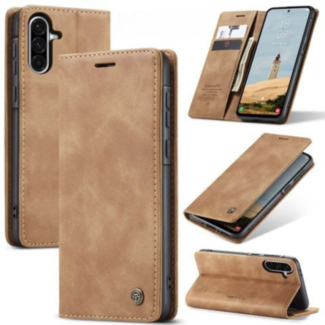 CaseMe CaseMe - Telefoonhoesje geschikt voor Samsung Galaxy A56 - Wallet Book Case - Met Magnetische Sluiting - Lichtbruin