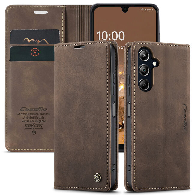 CaseMe - Telefoonhoesje geschikt voor Samsung Galaxy A16 - Wallet Book Case - Met Magnetische Sluiting - Bruin