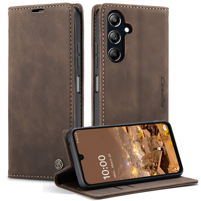 CaseMe - Telefoonhoesje geschikt voor Samsung Galaxy A16 - Wallet Book Case - Met Magnetische Sluiting - Bruin