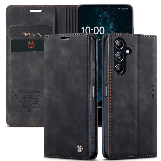 CaseMe - Telefoonhoesje geschikt voor Samsung Galaxy A16 - Wallet Book Case - Met Magnetische Sluiting - Zwart