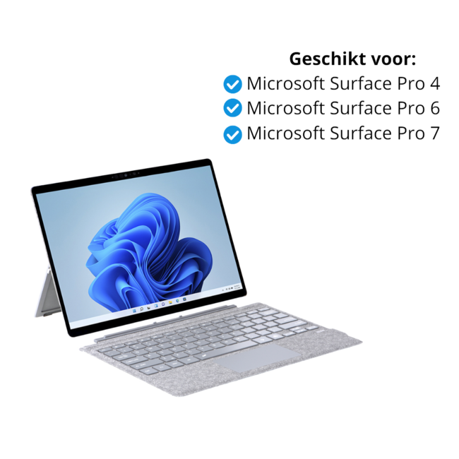 Toetsenbord geschikt voor Microsoft Surface Pro 4/6/7 - QWERTY - Bluetooth Toetsenbord Cover - Met Touchpad en Toetsenbord verlichting - draadloos toetsenbord - QWERTY  - Licht Grijs