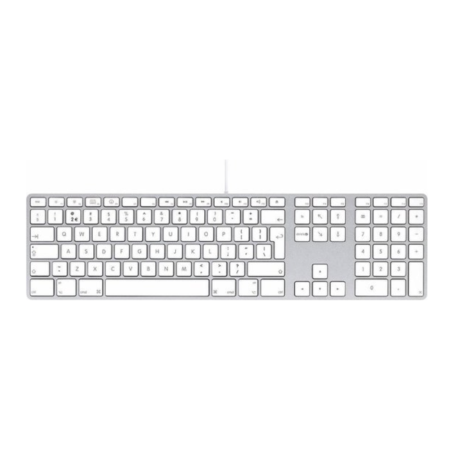 LMP Aluminium Bluetooth Numeriek Toetsenbord – AZERTY FR/BE Indeling – 110 Toetsen – Voor Apple iMac, MacBook & Desktop – Draadloos – Zilver/Wit