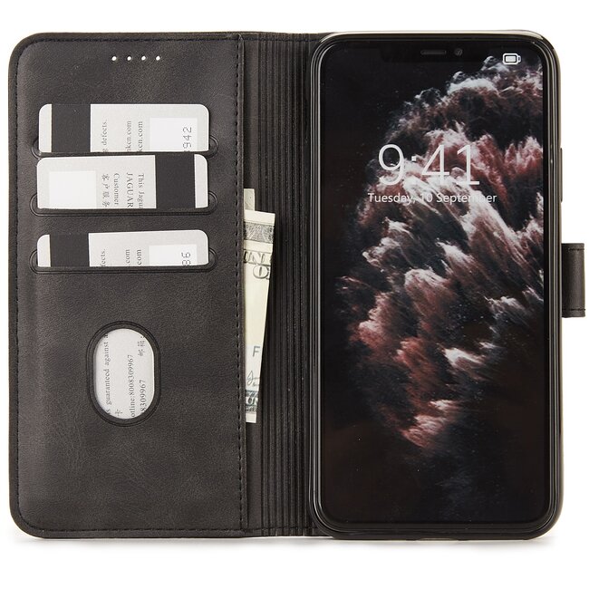 Case2go - Hoesje geschikt voor Huawei Y6P - Wallet Book Case -  Ruimte voor 3 pasjes - Zwart