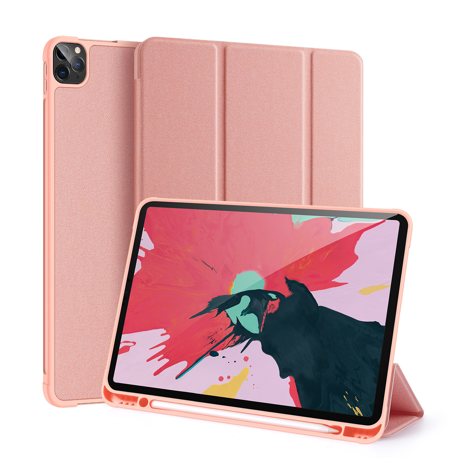 iPad Pro 2021 Hoes (11 Inch) - Dux Ducis Domo Book Case met stylus pen houder - Roze afbeelding
