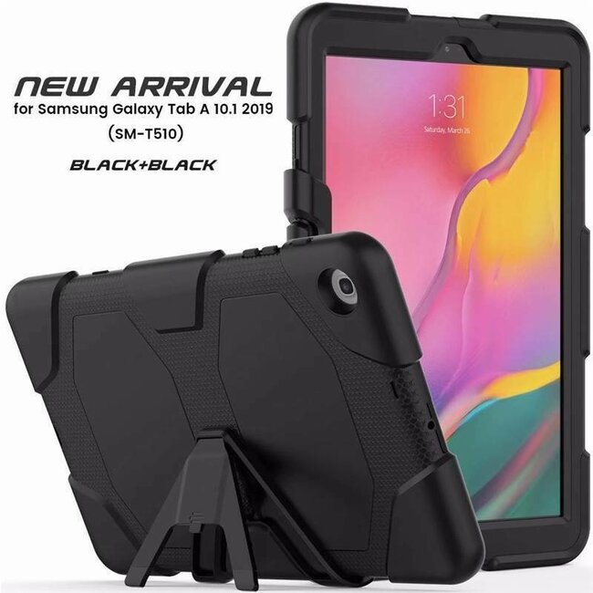 Tablet Hoes geschikt voor Samsung Galaxy Tab A 10.1 (2019) - Extreme Armor Case - Zwart