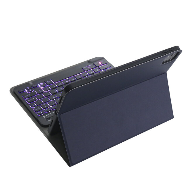 Bluetooth Keyboard Case geschikt voor Apple iPad Pro 11 (2022/2021/2020/2018) - Bluetooth Toetsenbord hoes - Toetsenbord verlichting - Blauw