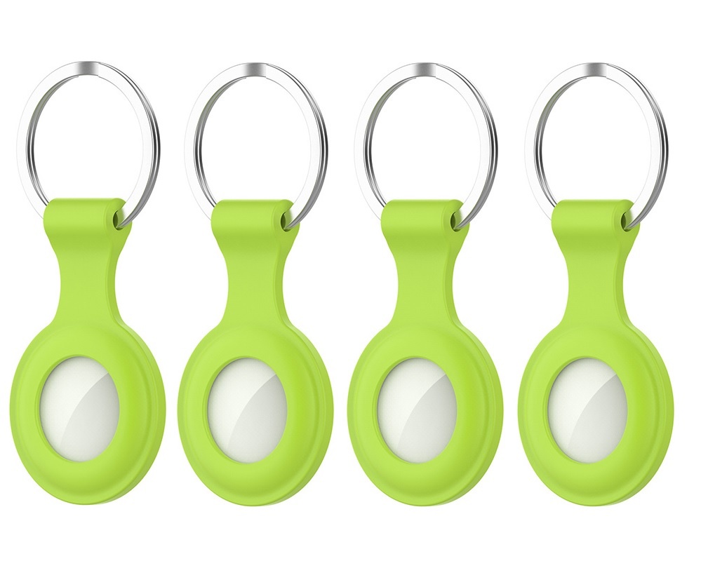 4-Pack - Siliconen Hoesje geschikt voor Apple Airtag - Sleutelhanger - Licht Groen afbeelding