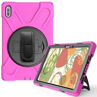 Case2go Tablet hoes geschikt voor Huawei MatePad 10.4- Hand Strap Armor Case - Magenta