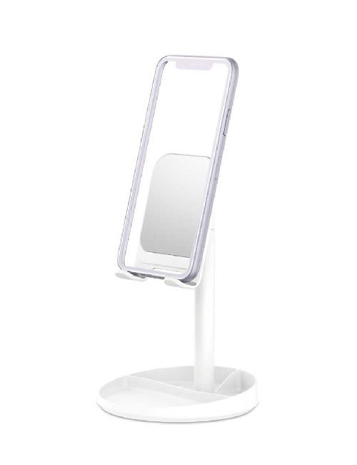 Wiwu - Universele Telefoonhouder met spiegel - Ergonomisch design - Geschikt voor telefoon &amp; tablets - Wit afbeelding