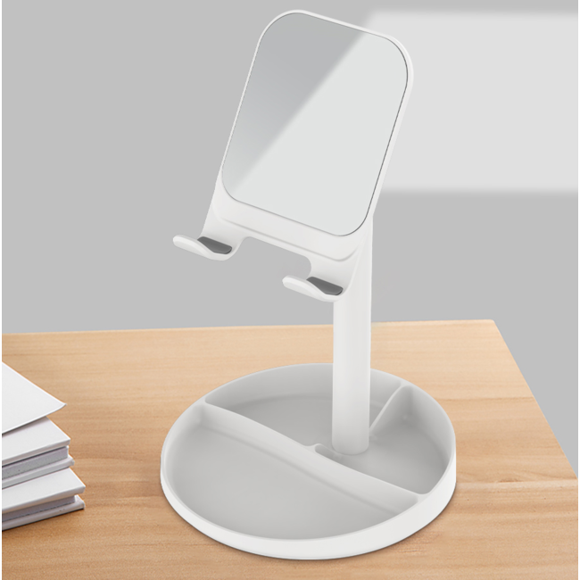 Wiwu - Universele Telefoonhouder met spiegel - Ergonomisch design - Geschikt voor telefoon &amp; tablets - Wit