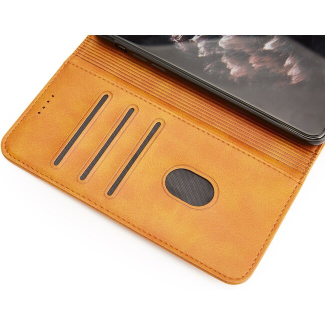 Case2go - Hoesje geschikt voor Samsung Galaxy A71 5G - Wallet Book Case -  Ruimte voor 3 pasjes - Licht Bruin