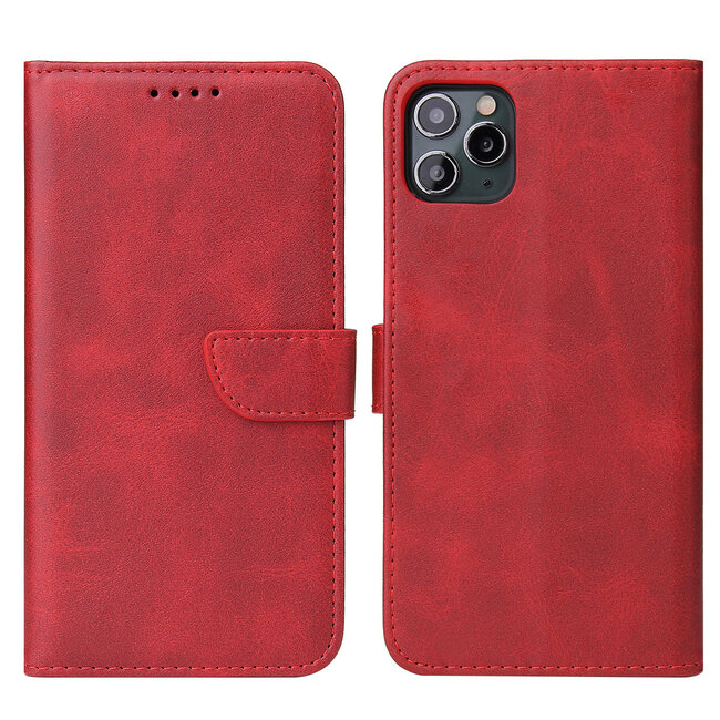 Case2go - Hoesje geschikt voor iPhone 11 Pro Max - Wallet Book Case -  Ruimte voor 3 pasjes - Rood