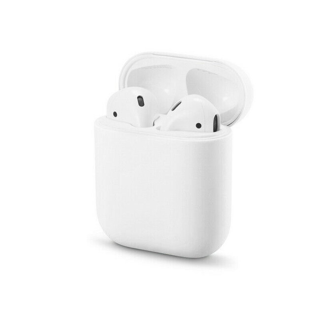 Case2go - Hoesje geschikt voor Apple Airpods 1/2 - Siliconen beschermhoes met opdruk - 3.0 mm - Wit
