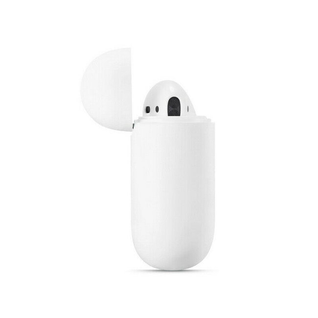 Case2go - Hoesje geschikt voor Apple Airpods 1/2 - Siliconen beschermhoes met opdruk - 3.0 mm - Wit