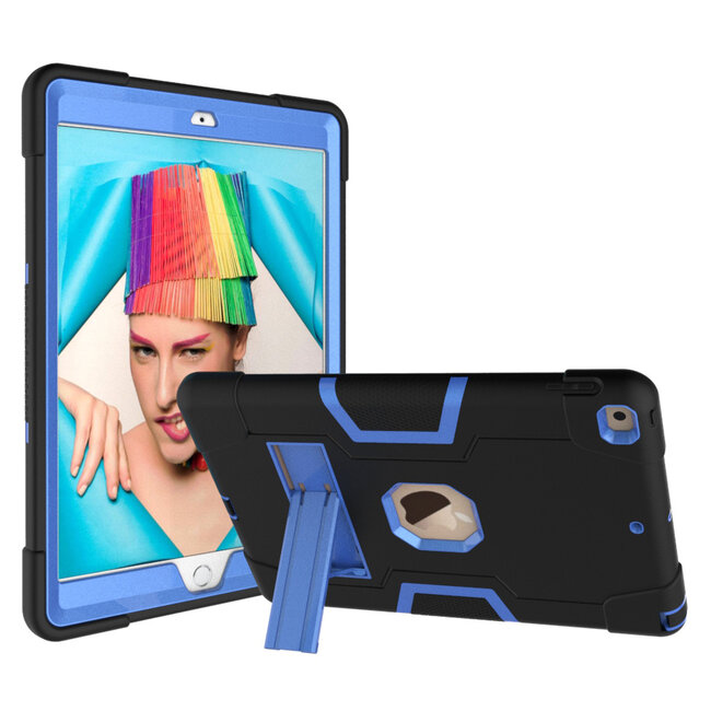 Tablet hoes geschikt voor iPad 9.7 (2017/2018) - Schokbestendige Back Cover - Hybrid Armor Case - Zwart/Blauw