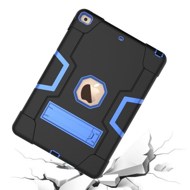Tablet hoes geschikt voor iPad 9.7 (2017/2018) - Schokbestendige Back Cover - Hybrid Armor Case - Zwart/Blauw