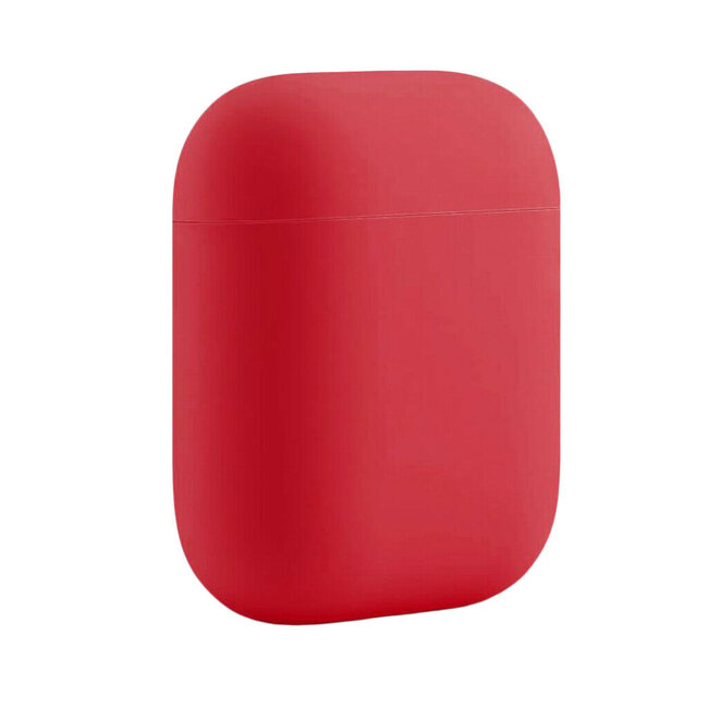 Case2go - Hoesje geschikt voor Apple Airpods 1/2 - Siliconen beschermhoes met opdruk - 3.0 mm - Rood