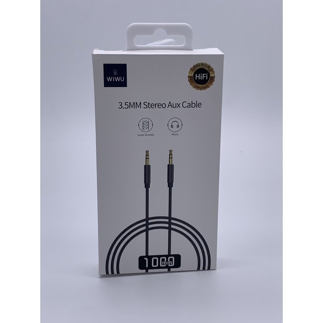 WIWU - 3.5 MM AUX kabel - AUX kabel auto - Nylon - 1 meter - Zwart